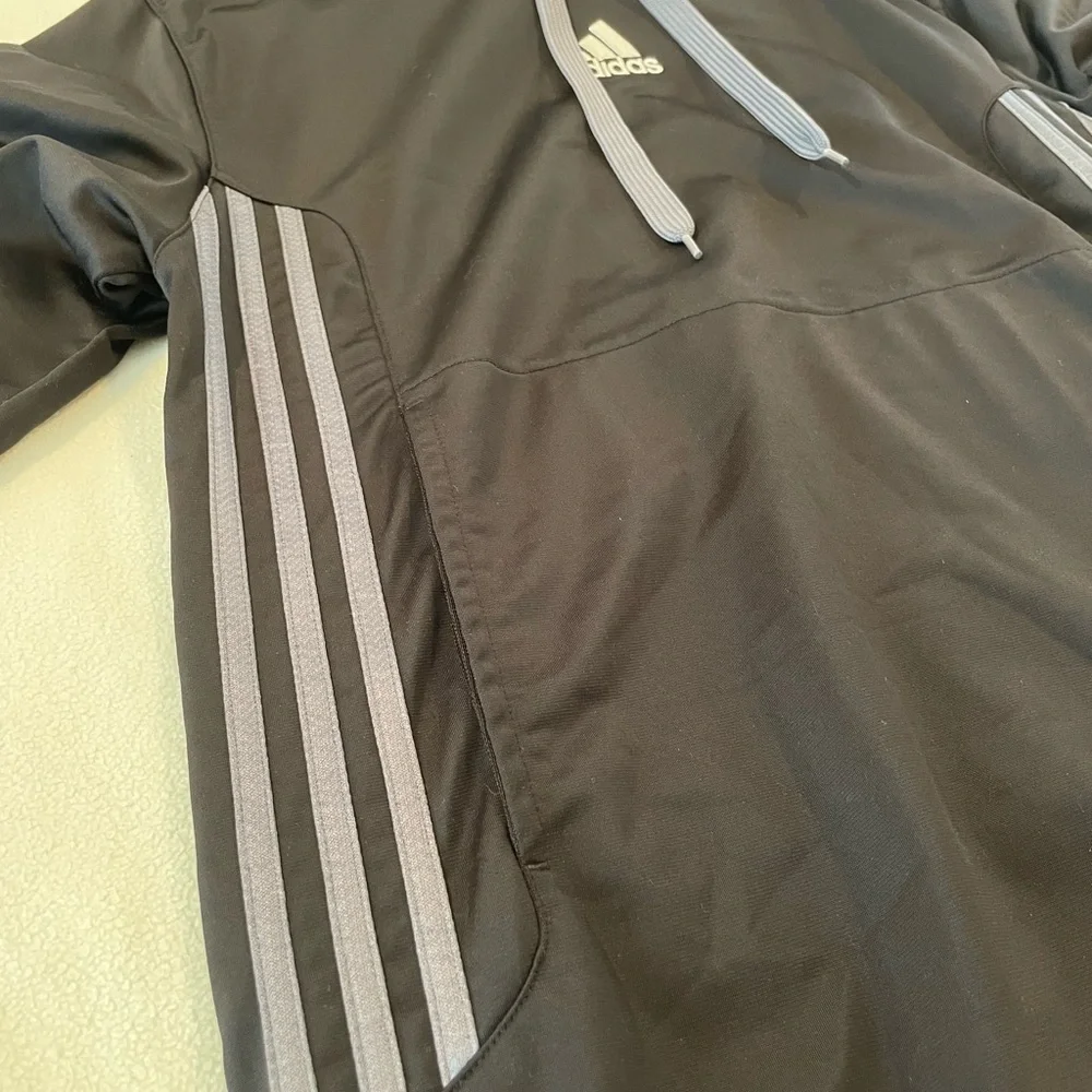 Adidas Black and Gray Hoodie with Athletic Stripes